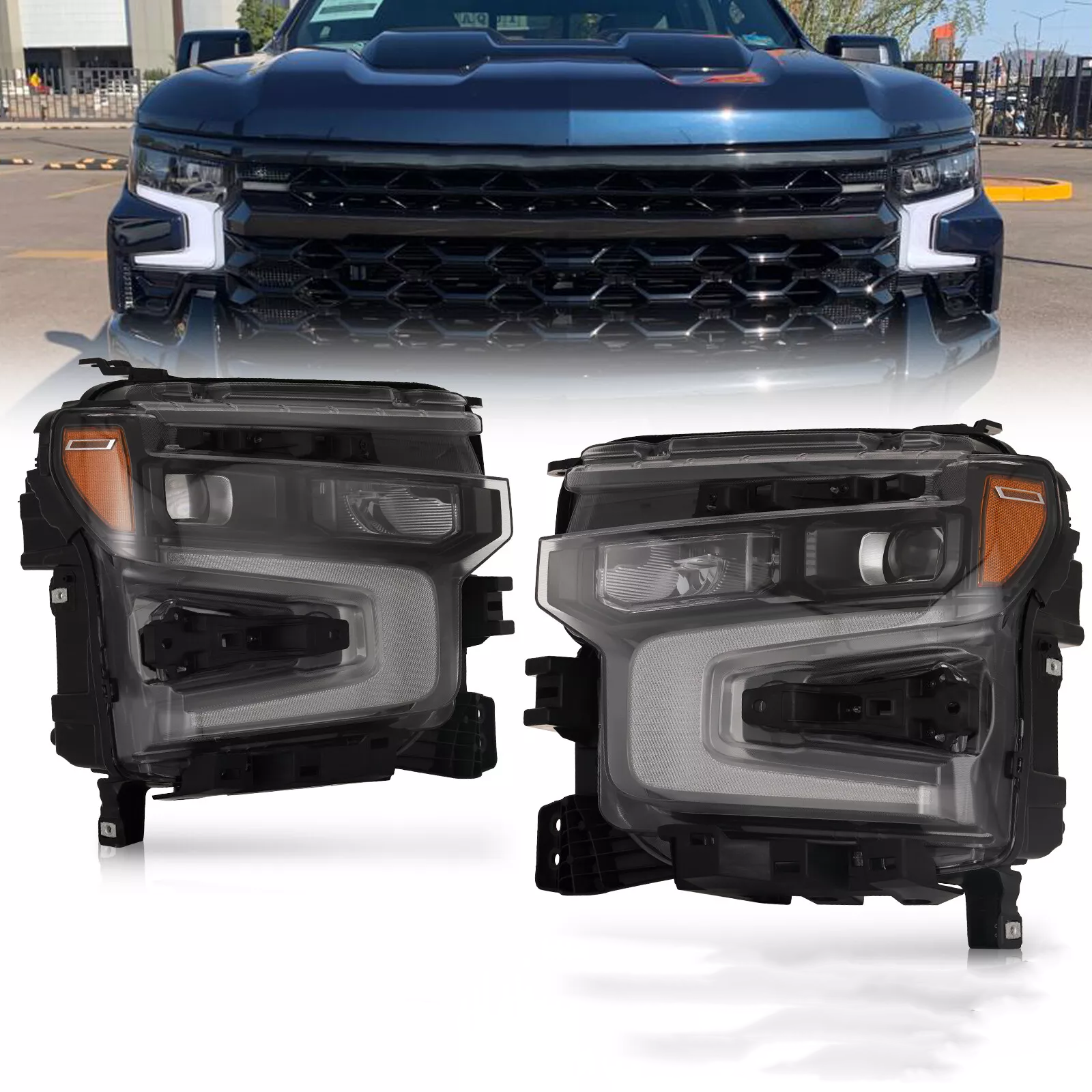 2022-2024 Chevrolet Silverado Headlight Set LED - Infinity Auto Parts