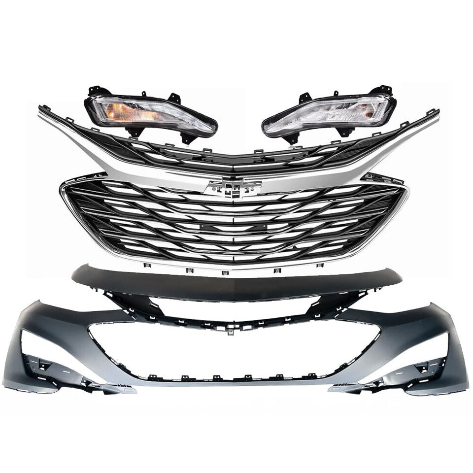 Front Bumper Cover Upper Lower Grille Fog Lights For Chevy Malibu 2019-2023 - Infinity Auto Parts