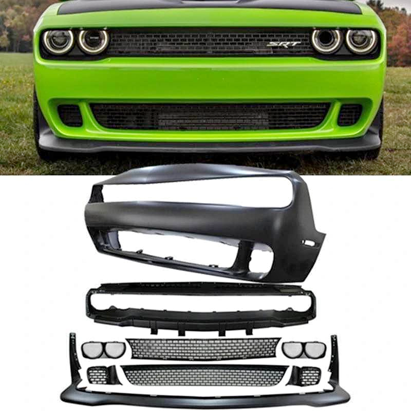 Dodge Challenger Hellcat Style Front Bumper Cover w/Grille Lip FIT 2015-2023 - Infinity Auto Parts 