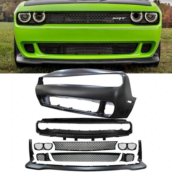 Dodge Challenger Hellcat Style Front Bumper Cover w/Grille Lip FIT 2015-2023 - Infinity Auto Parts 