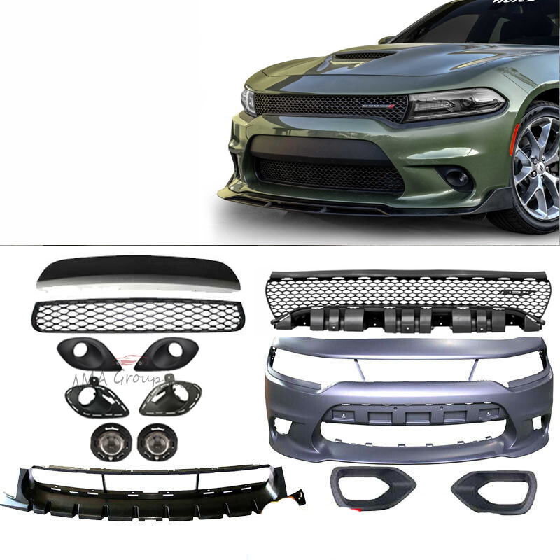 Front Bumper Full Body Kit With LED Fog Lights Compatible With 2015-2023 Dodge Charger SRT Style - Infinity Auto Parts 