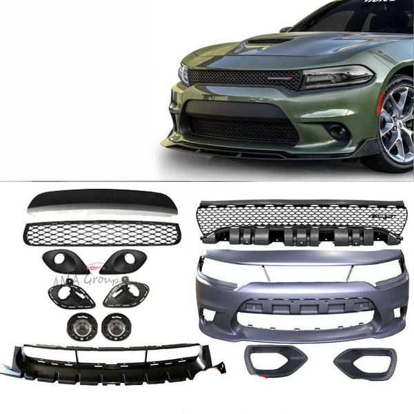 Front Bumper Full Body Kit With LED Fog Lights Compatible With 2015-2023 Dodge Charger SRT Style - Infinity Auto Parts 