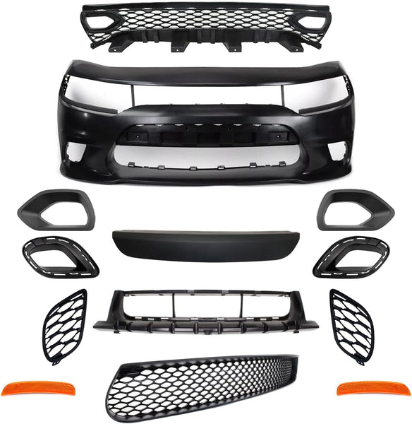 Front Bumper Full Body Kit With Side Mark Lights Compatible With 2015-2023 Dodge Charger SRT Style - Infinity Auto Parts 