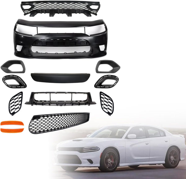 Front Bumper Full Body Kit With Side Mark Lights Compatible With 2015-2023 Dodge Charger SRT Style - Infinity Auto Parts 