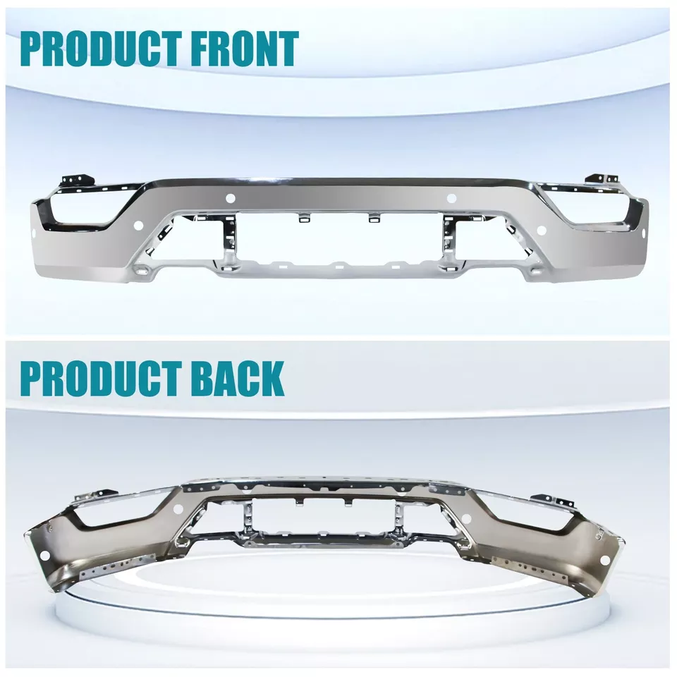 W/o Sensor Holes Chrome Fit For 2021-2023 Ford F-150 Steel Front Lower W/o Sensor Holes Chrome Fit For 2021-2023 Ford F-150 Steel Front Lower