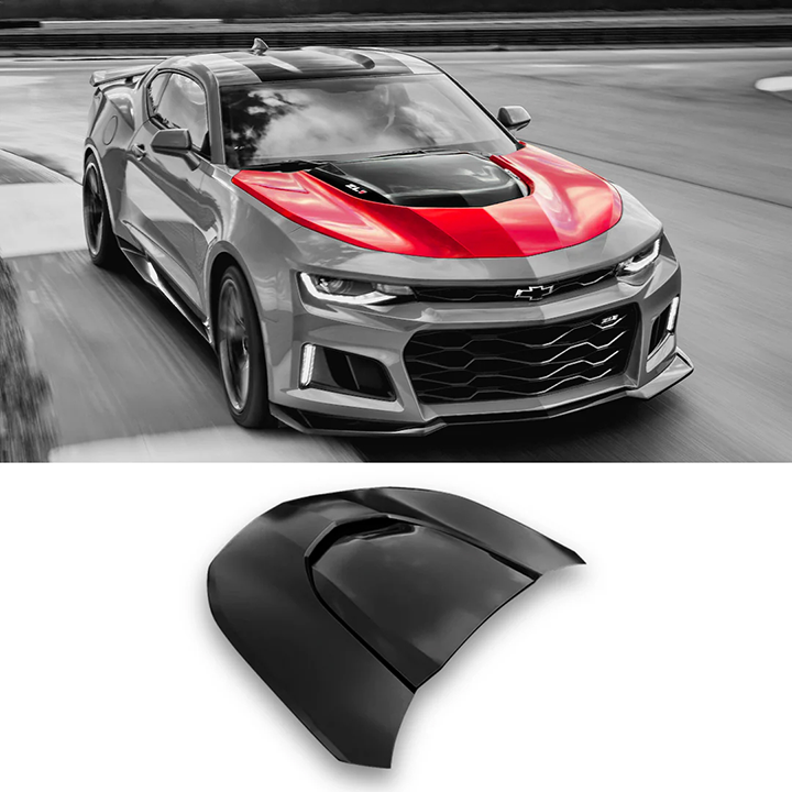 Chevy Camaro ZL1 Style Front Bumper Hood Unpainted Black Aluminum for 2016-2023
