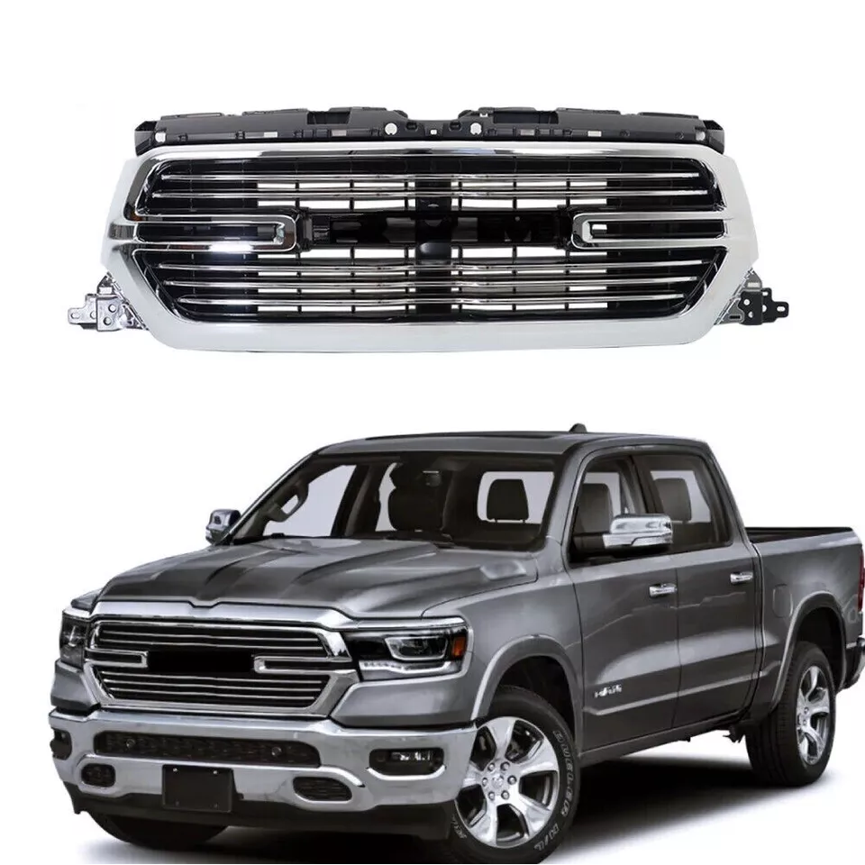 Front Bumper Chrome Grille For 2019-2022 Dodge Ram 1500 with Grille Base AND EMBLEM - Infinity Auto Parts 