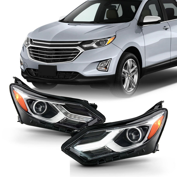 Chevy Equinox LED Tube DRL Chrome Headlights Pair For 2018-2021 - Infinity Auto Parts 