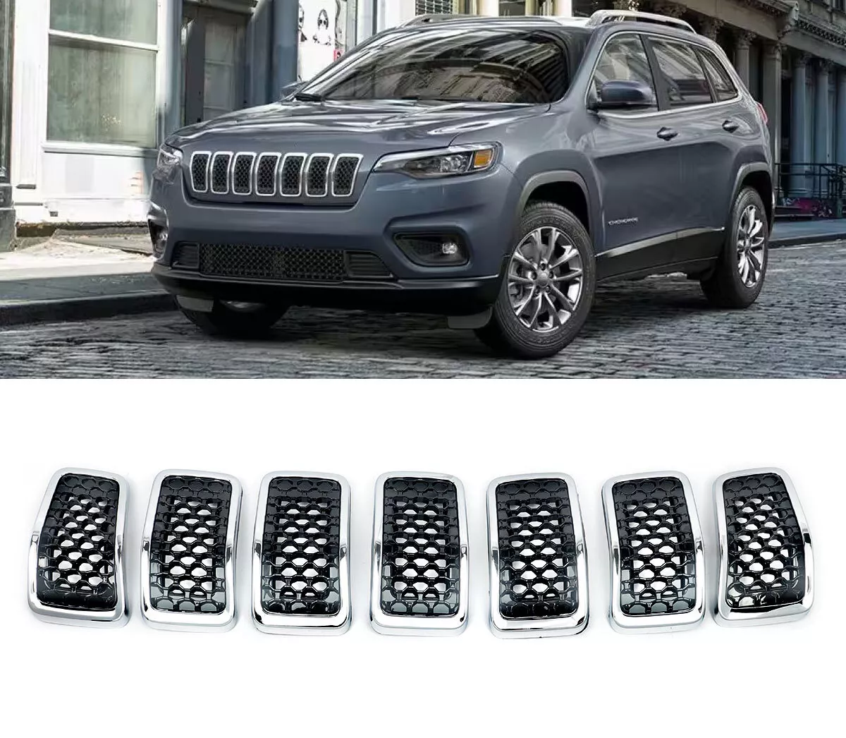 2019-2022 Jeep Cherokee Grilles *Chrome* - Infinity Auto Parts 