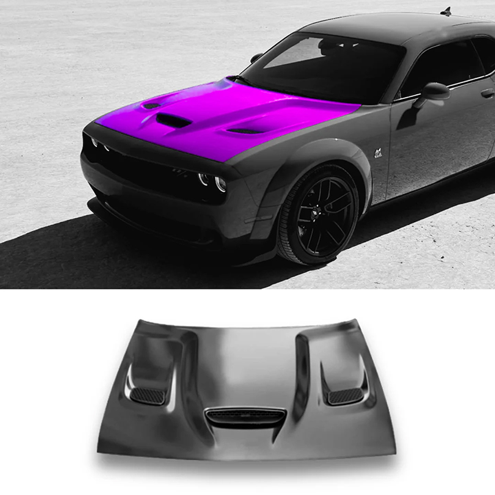 Dodge Challenger Hellcat Style Aluminum Hood Air Intake Vent for 2011 - 2023 - Infinity Auto Parts 
