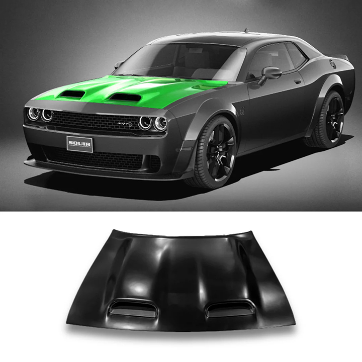 Replacement HOOD RED EYE STYLE WITH VENTED BEZEL, 2015-2023 Dodge Challenger