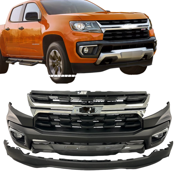 Chevy Colorado 2021-2022 Front Bumper Set Complete (Chrome Grille) - Infinity Auto Parts 