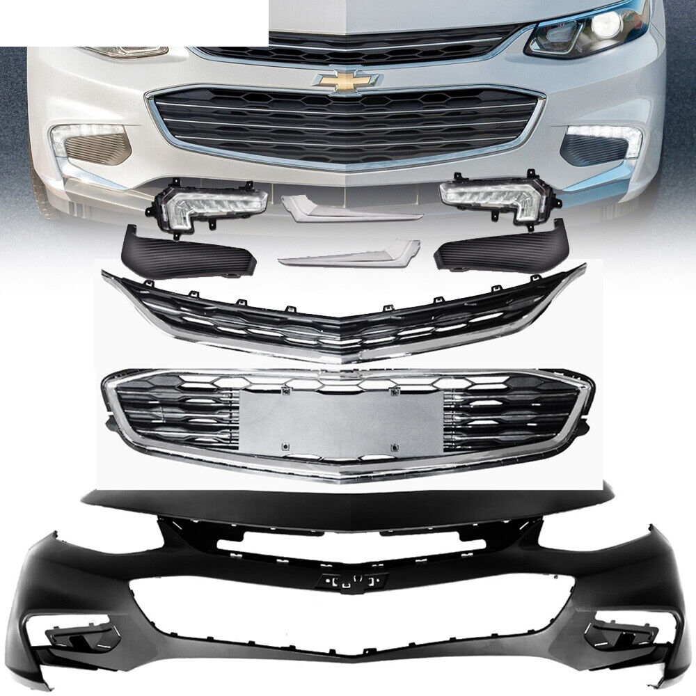 Front Bumper Cover w/ Valance Grill Grille Fog light Trim For Chevy Malibu 16-18 - Infinity Auto Parts 