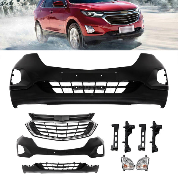 Front Bumper Cover Bracket Grill Grille Fog Lights Kit For Chevy Equinox 2018-21 - Infinity Auto Parts 