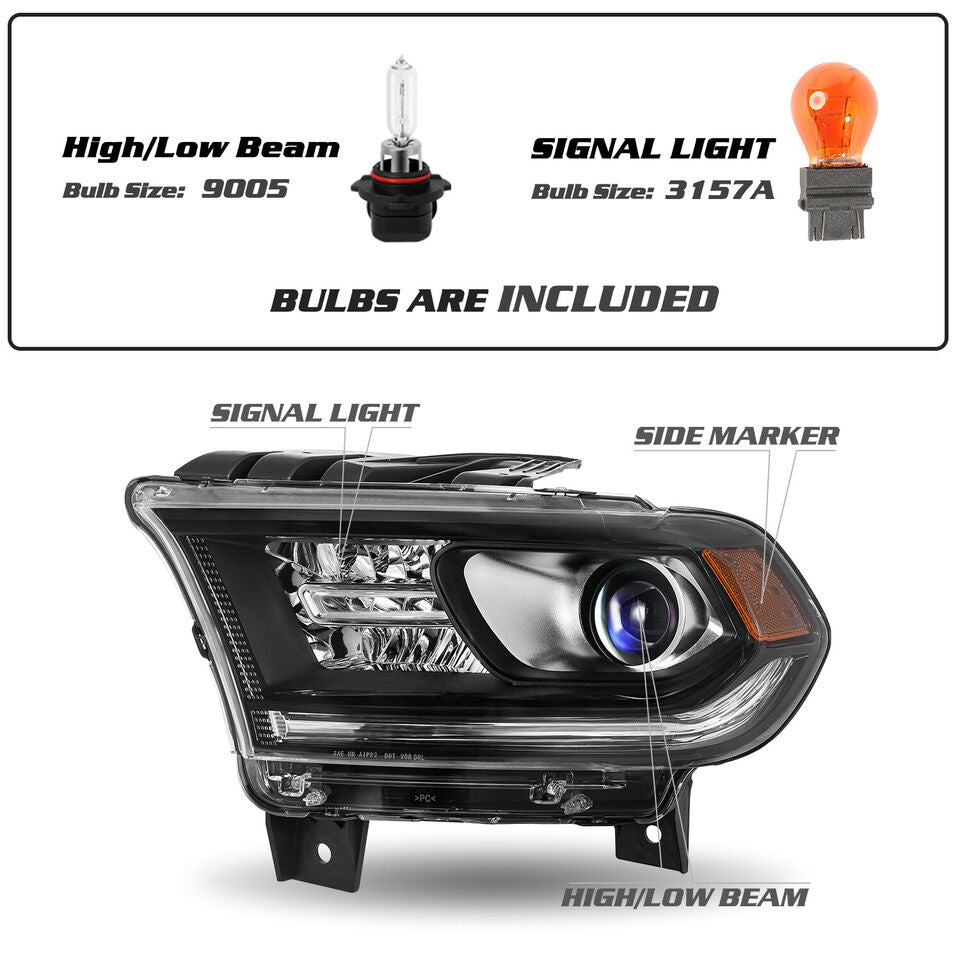 Pair Headlights 2014-2020 Dodge Durango Halogen Type Black Housing Headlamps - Infinity Auto Parts 