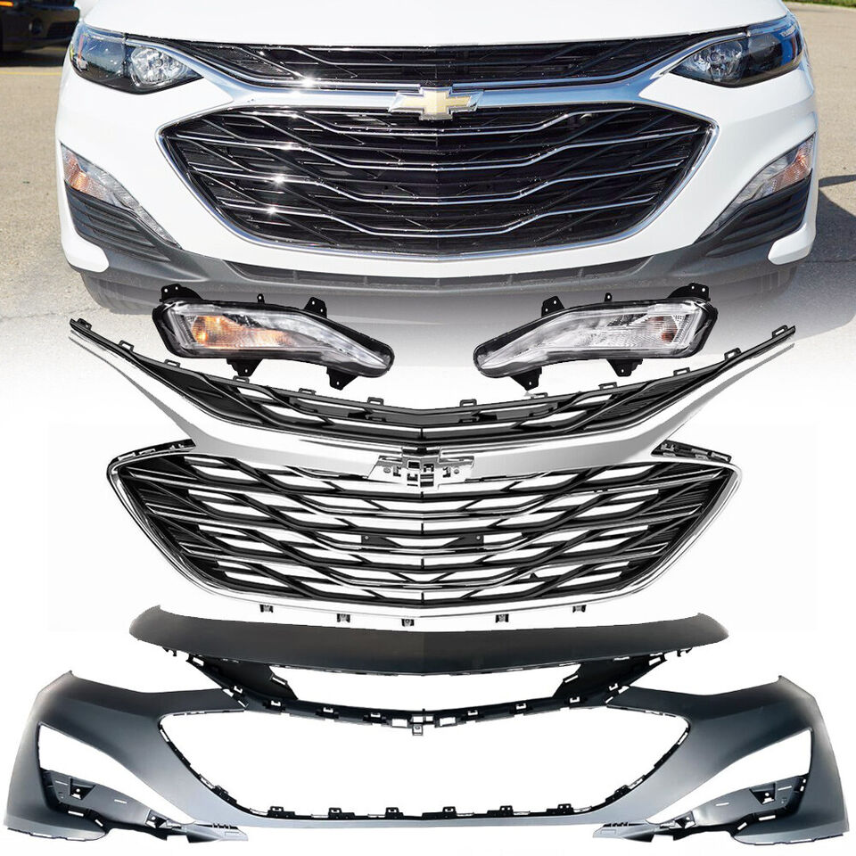 Front Bumper Cover Upper Lower Grille Fog Lights For Chevy Malibu 2019-2023 - Infinity Auto Parts 